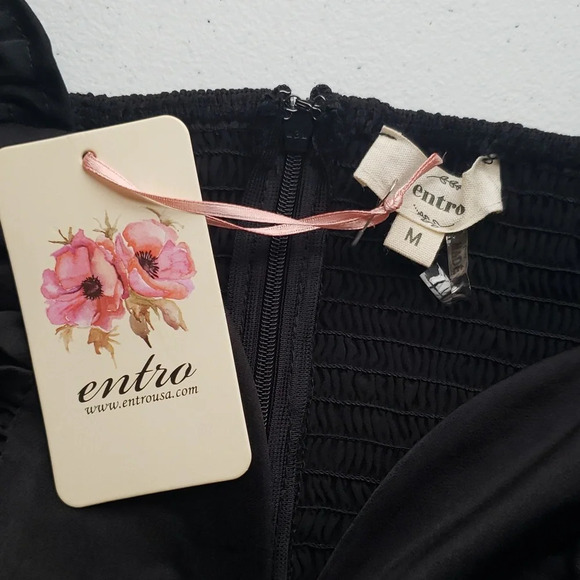 Entro NWT Mini Dress Medium Black Long Sleeves Party Holiday Christmas Ball - Picture 11 of 15